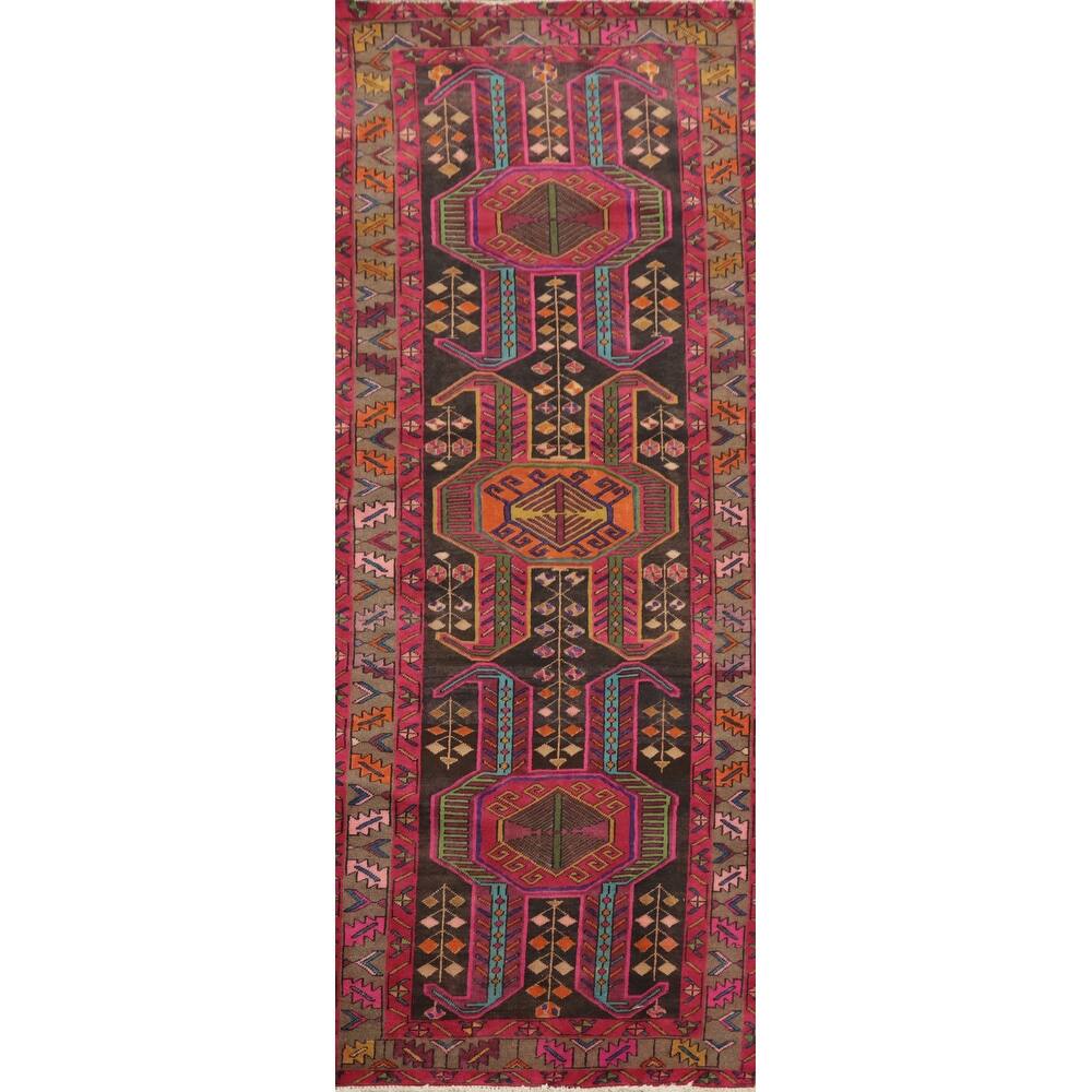 Hand Knotted Oriental 100% Wool Carpet Traditional Tribal Pink Ardebil Runner Rug - 9' 8'' X 3' 6''