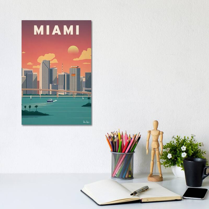 iCanvas "Miami Downtown" by IdeaStorm Studios Canvas Print - 12x8x0.75