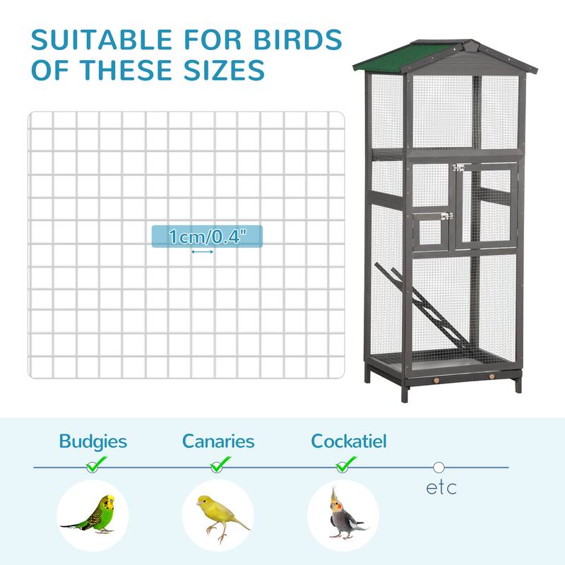 Large Vertical Bird Cage with Strong Wire and Fir Wood Frame