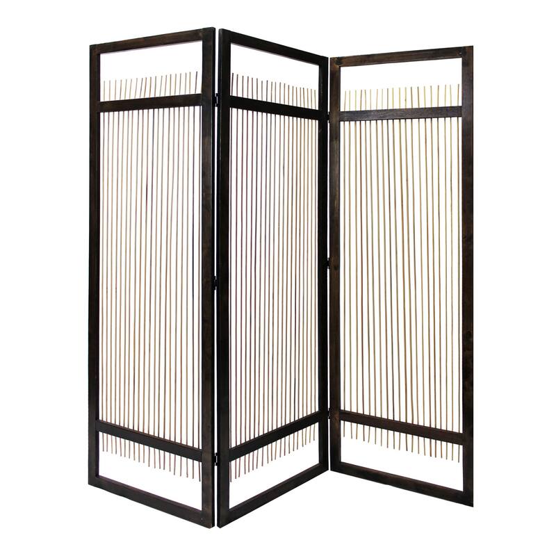Yetta 72 x 72 Indoor Outdoor Folding Screen Room Divider, Willow, Brown - Brown