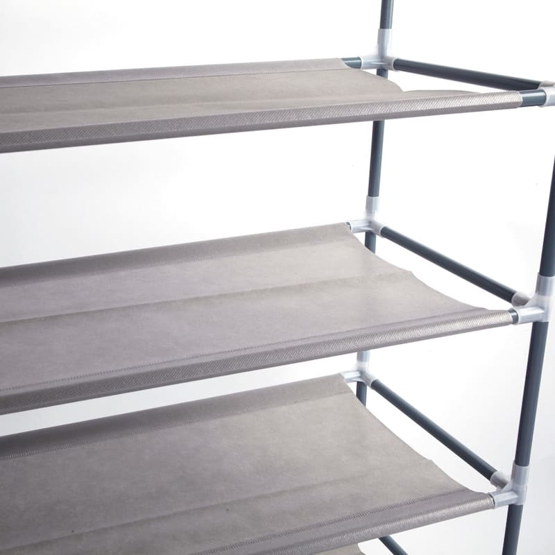 Simple Assembly 10 Tiers Non-woven Fabric Shoe Rack Gray - 10-tier