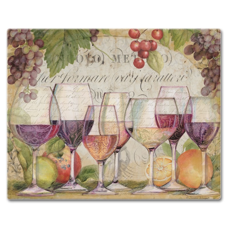 Counter Art Glass Cutting Board / Counter Saver 12"x15", Wine Country - 12"x15"