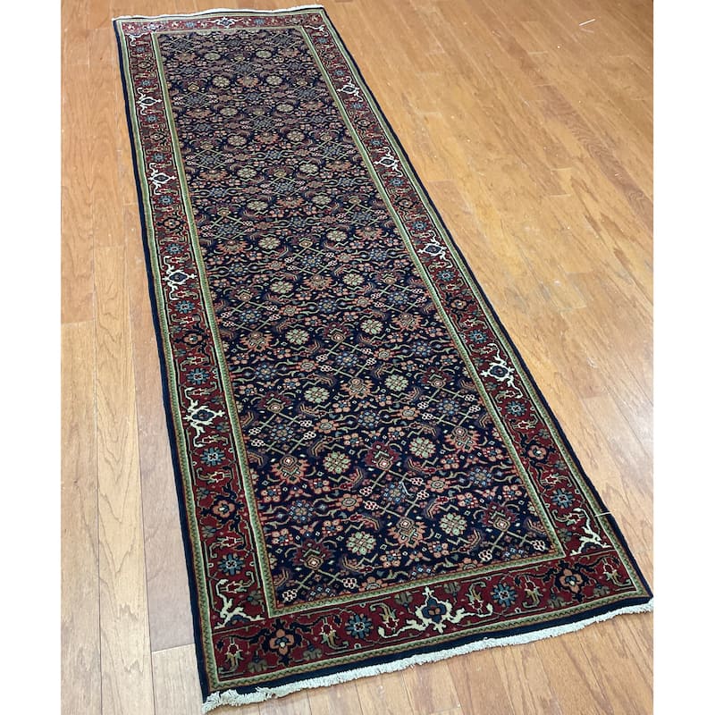 HERAT ORIENTAL Hand-knotted 2'9 x 7'9 Indo Herati Wool Runner - 2'9" x 7'9"