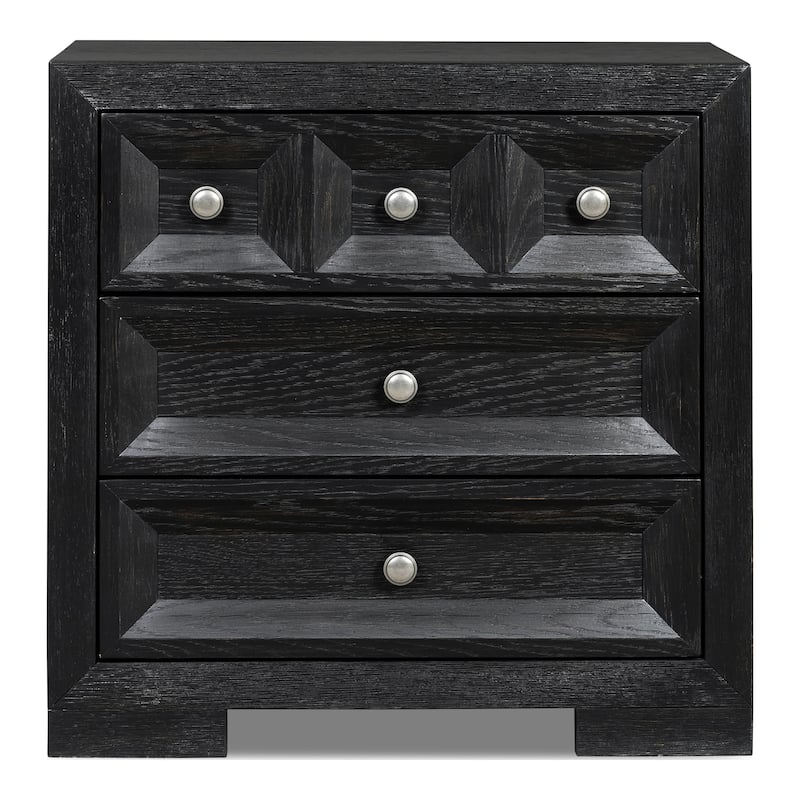 Furniture of America Durem Modern Classic Wood 3-Drawer Nightstand with USB Ports