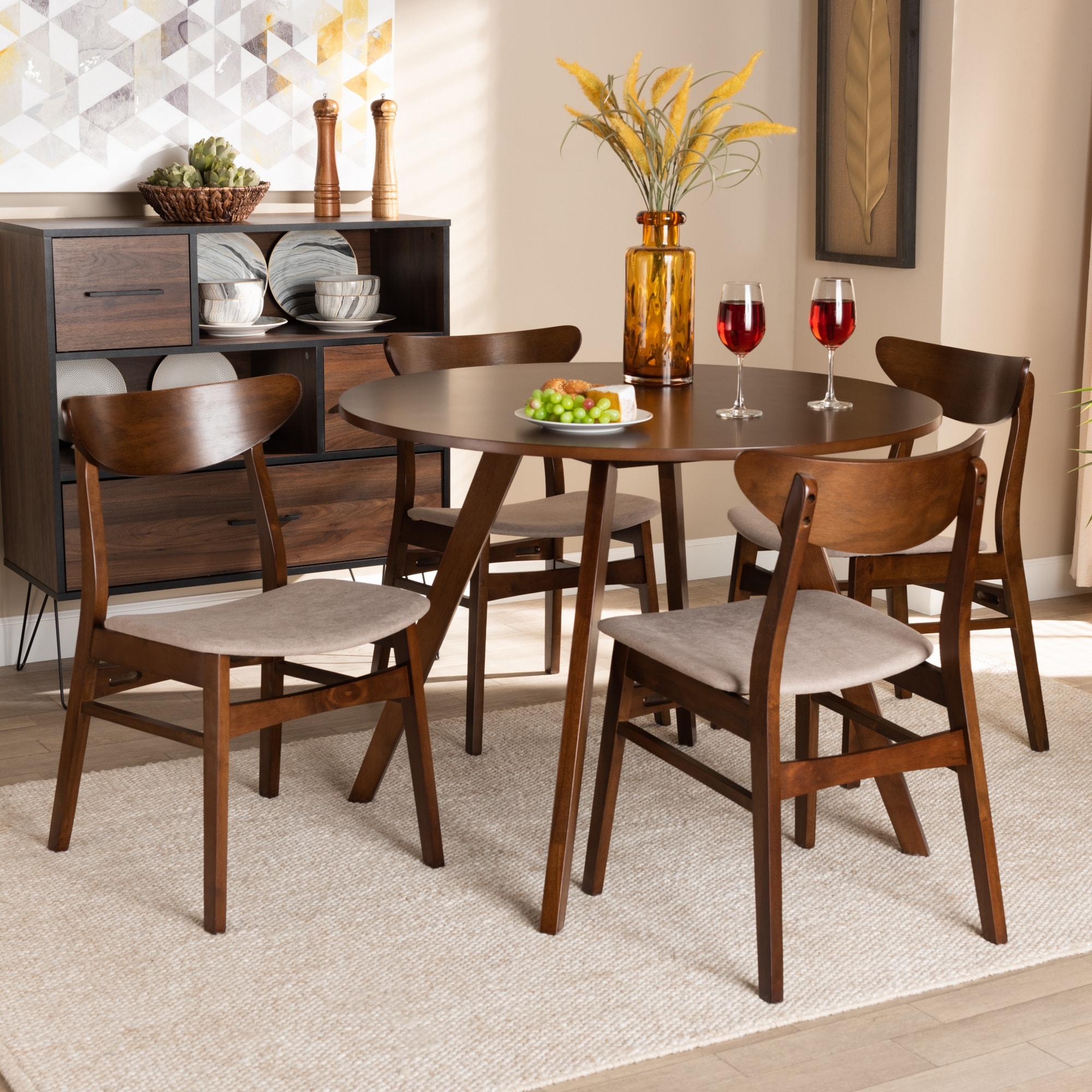 Philip Mid-Century Modern Transitional 5-Piece Dining Set