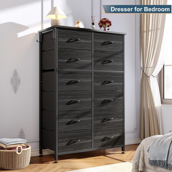 12 Drawer Dresser Tall Fabric Chests of Drawers Closet for