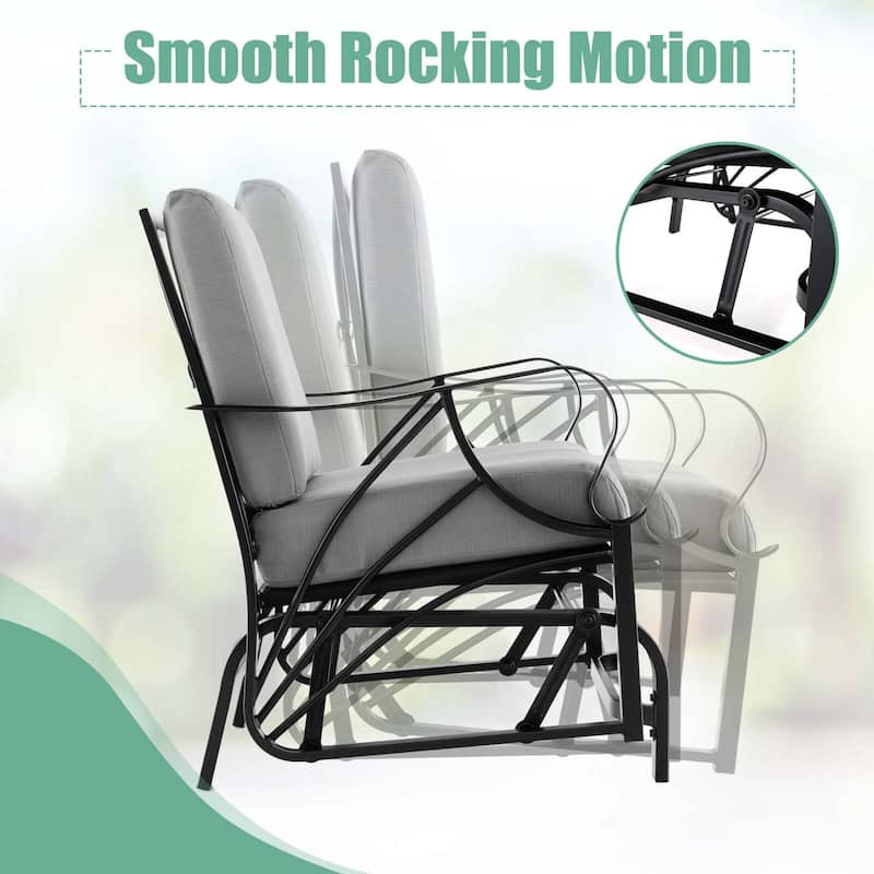Costway 2 PCS Patio Rocking Chair with Cushion Heavy-Duty Metal Frame - 2 PCS