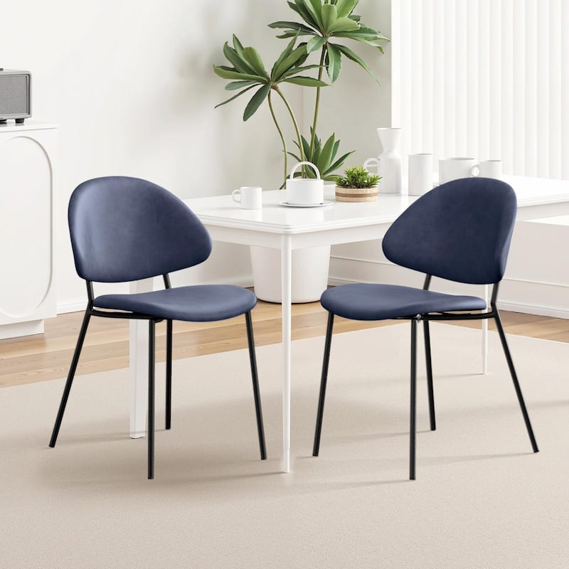 Set of 4 Mid-Century Modern Upholstered Boucle Dining Chairs with Curved Backrest