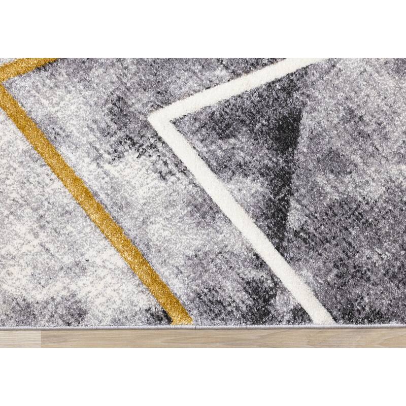 Summit Collection - Grey/White/Yellow Modern Zigzag Rug