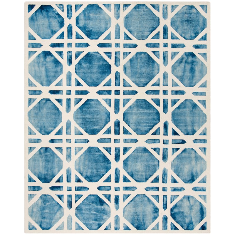 SAFAVIEH Handmade Dip Dye Oceana Geometric Wool Rug - 8' x 10' - Ivory/Blue