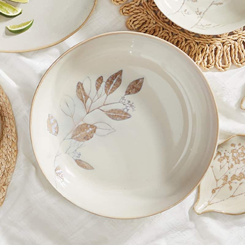 Eucalyptus Ivory Ceramic Appetizer Plates Dishwasher Safe 7x7 Everyday Dining