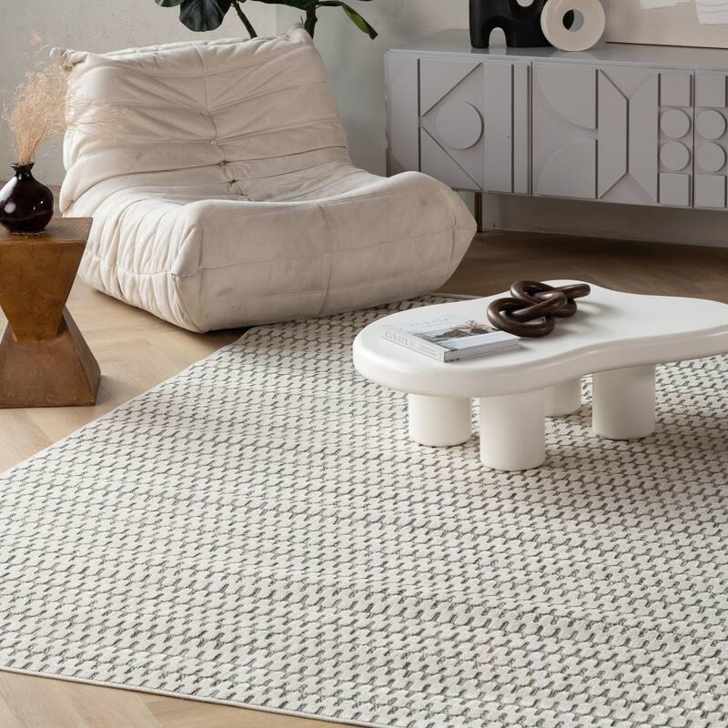 Elto Abstract Shapes Weather Resistant Modern Chic Outdoor Rug