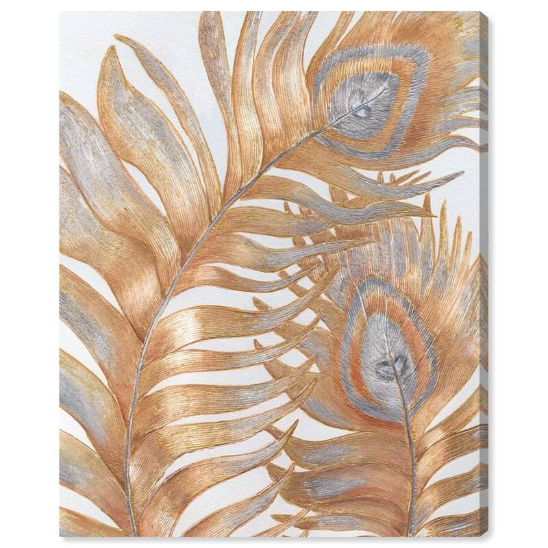 Wynwood Studio Canvas Floral and Botanical Golden Tropics - Doll Memories Gold and Glam Wall Art Canvas Print - Gold, Gray