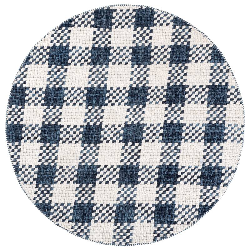 SAFAVIEH Handmade Natural Fiber Couture Heriona Wool Rug - 6' Round - Navy/Ivory