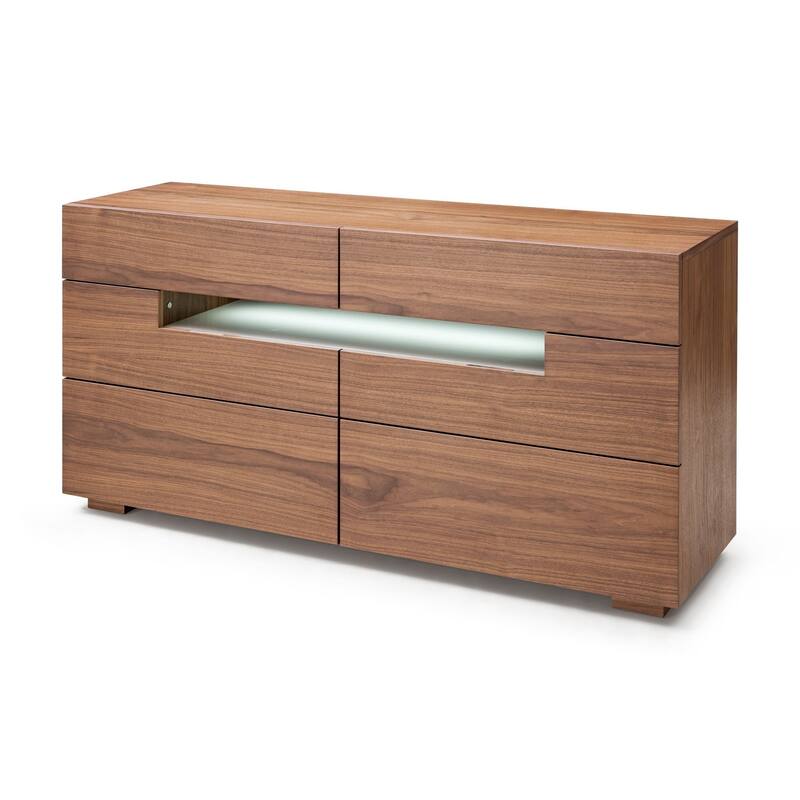 Modrest Ceres Contemporary LED Walnut Dresser