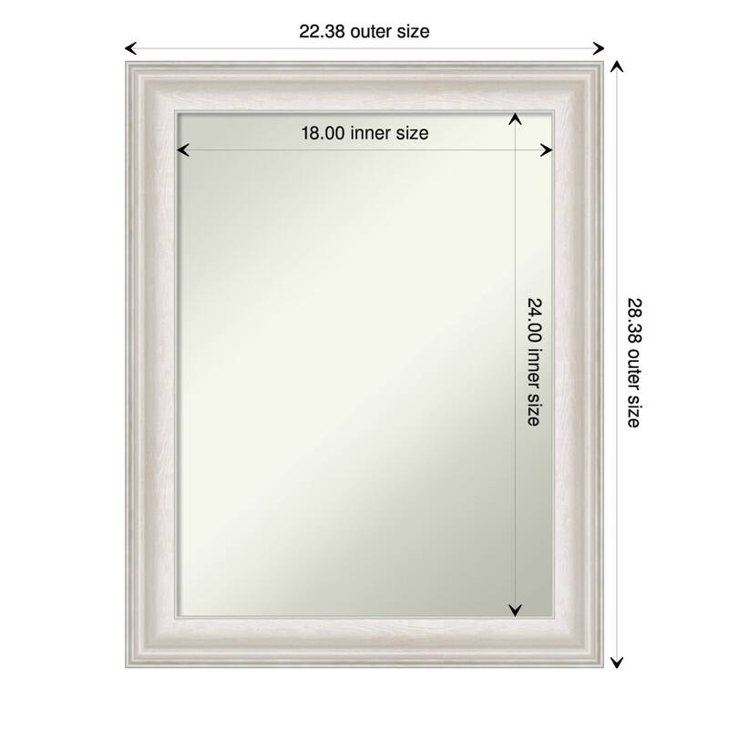 Non-Beveled Bathroom Wall Mirror - Trio White Wash Silver Frame - 22 x 28 in - Trio White Wash Silver