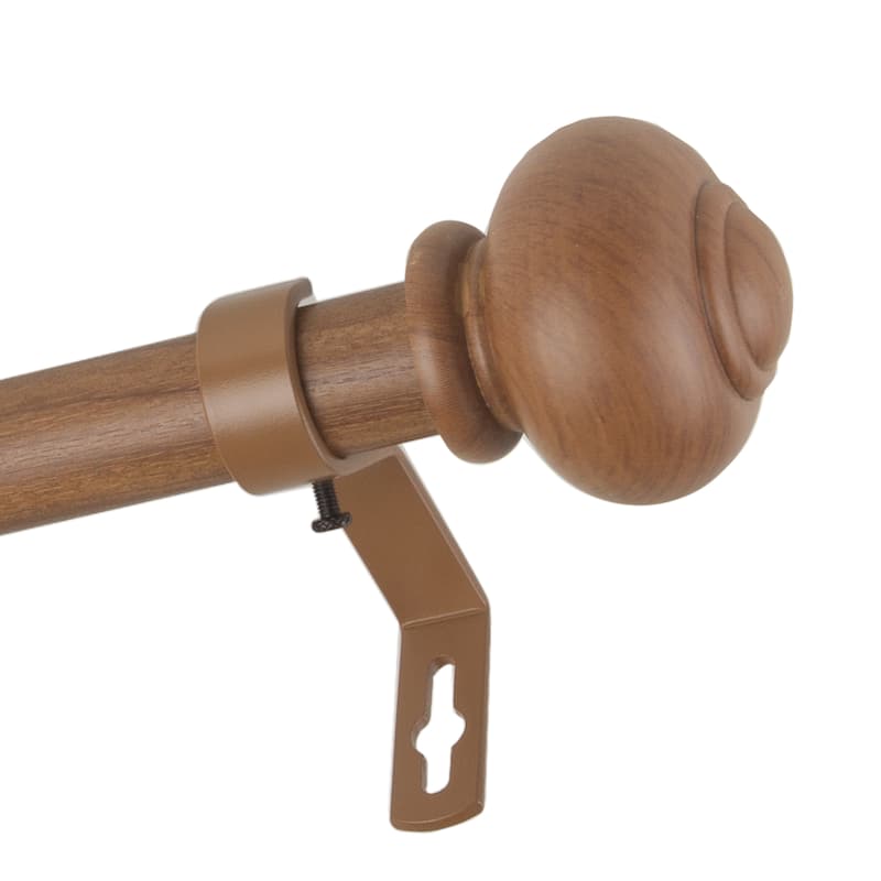 InStyleDesign Coiled 1 inch Faux Wood Curtain Rod - 160 to 240 inches - Chestnut