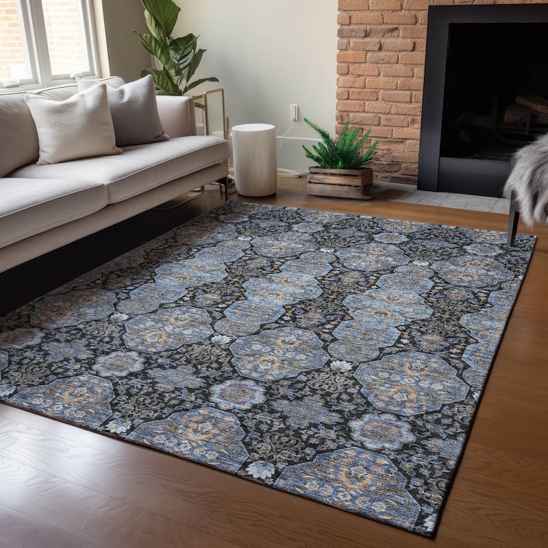 Machine Washable Indoor/ Outdoor Global Budden Chantille Rug