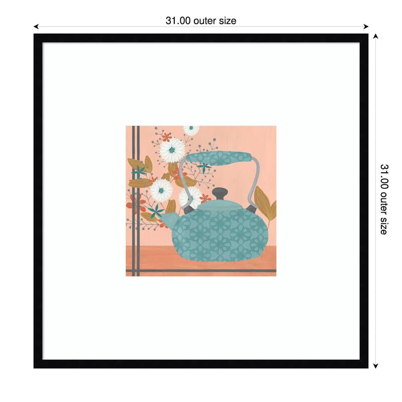 Whimsical Kitchen No. 3 by June Erica Vess Wood Framed Wall Art Print - 31 x 31 in - Black