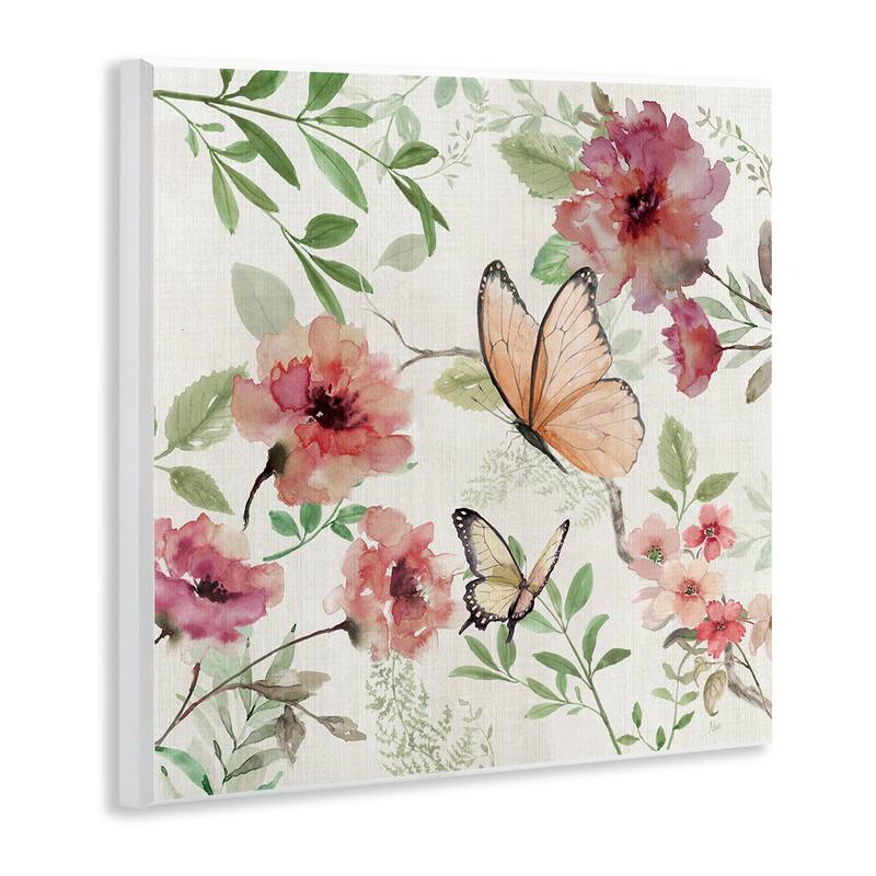 Stupell Butterflies over Wild Cottage Flowers Wall Plaque Art Design By Nan