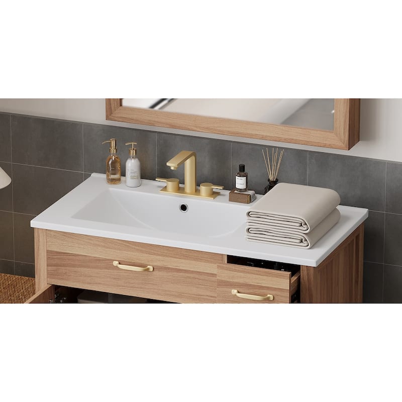 Boho 36" Bathroom Vanity Base & Ceramic Sink Set, Bathroom Cabinet - 36 Inch