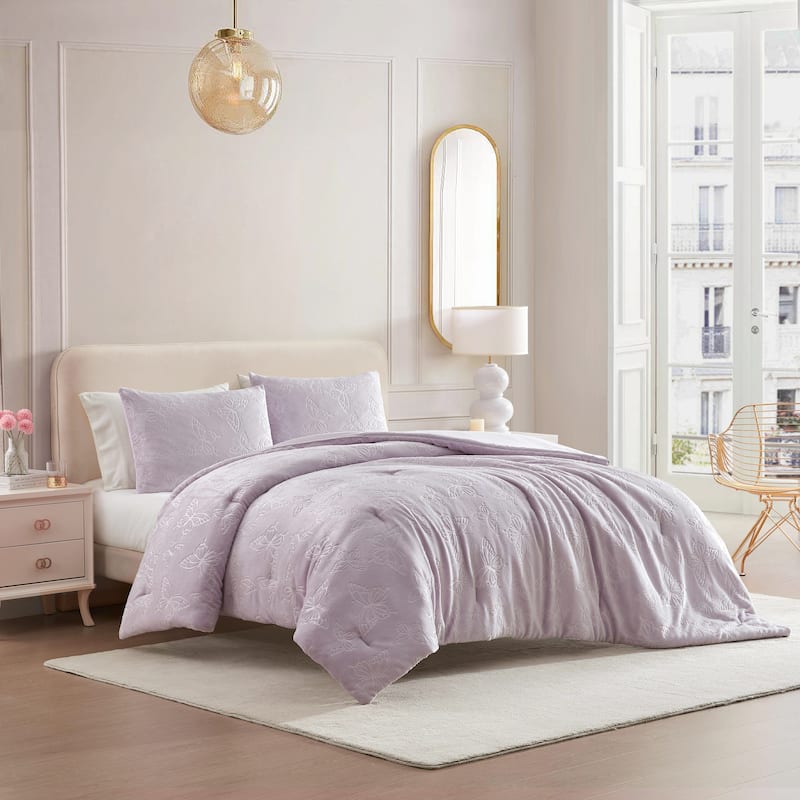 Betsey Johnson Butterfly Embossed Purple Comforter Set