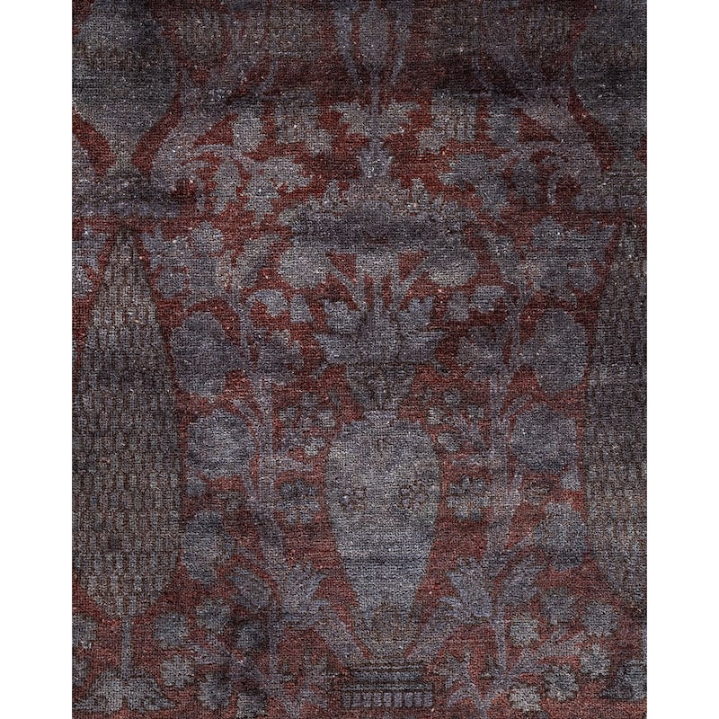 Overton Hand Knotted Wool Vintage Inspired Modern Contemporary Overdyed Brown Area Rug - 8' 2" x 10' 7"