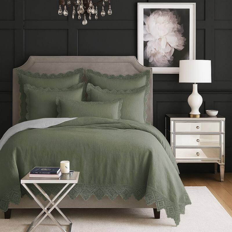 Elsie Lace Sweet Grass 6 Piece Coverlet Set