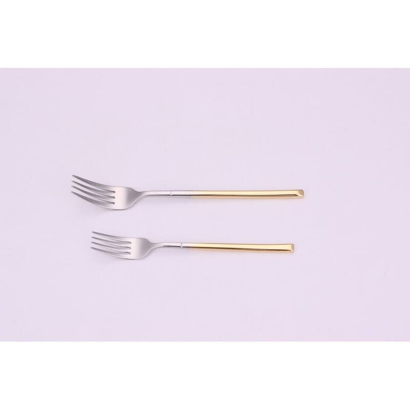 20 Pc Flatware Set Silver With Graduated Gold Handles - Service For 4