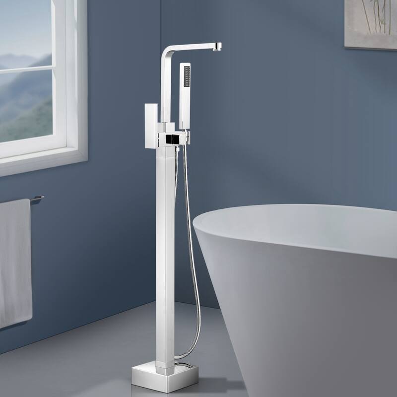 Topcraft Floor Mounted Bathtub Filler with Handheld Showerhead