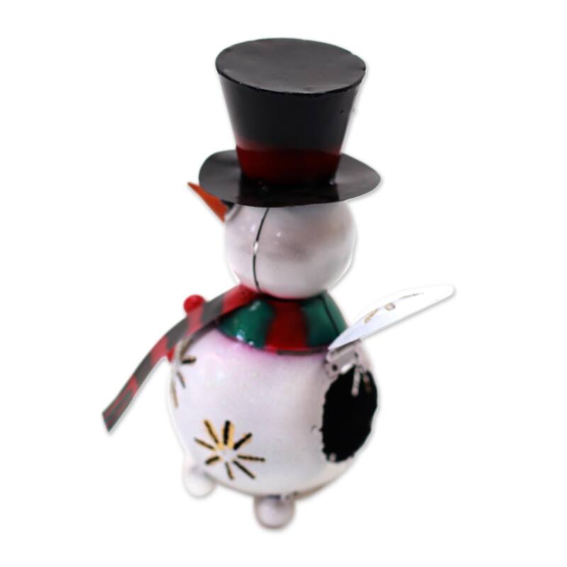 Novica Handmade Bright Snowman Steel Tealight Holder Bed Bath
