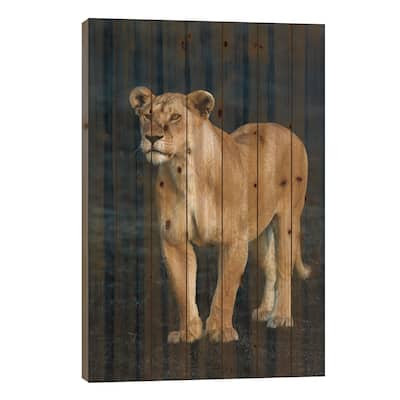 African Lioness, Serengeti National Park, Tanzania Print On Wood by Panoramic Images - Multi-Color