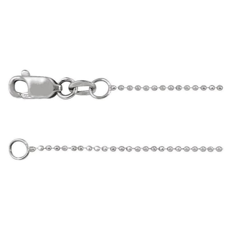 Curata 14k White Gold 7 Inch Polished 1mm Sparkle Cut Bead Bracelet With Lobster Clasp