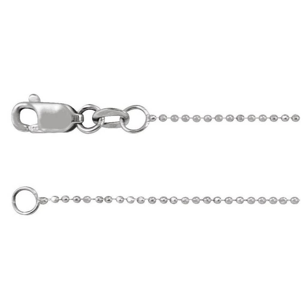 Curata 14k White Gold 7 Inch Polished 1mm Sparkle Cut Bead Bracelet With Lobster Clasp