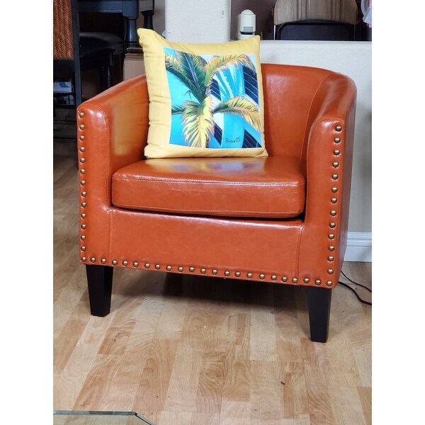 Top Product Reviews For Modern Pu Leather Accent Chair Single Sofa With Copper Nails 31733604 Overstock