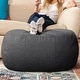 preview thumbnail 91 of 110, Jaxx Ellis Pouf - Modern Shearling Faux-Lamb Plush Fleece Ottoman Oval - Black