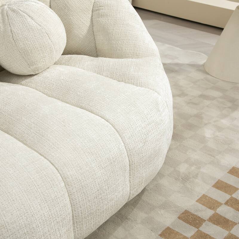 Bean Bag Sofa Lazy Sofa in White Chenille for Adults and Kids