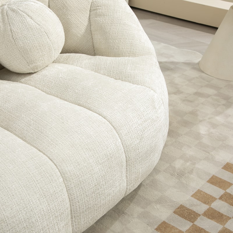 GDFStudio - Charlotte Plush Chenille Two-Seat Bean Bag Sofa for Living Room and Lounge Areas