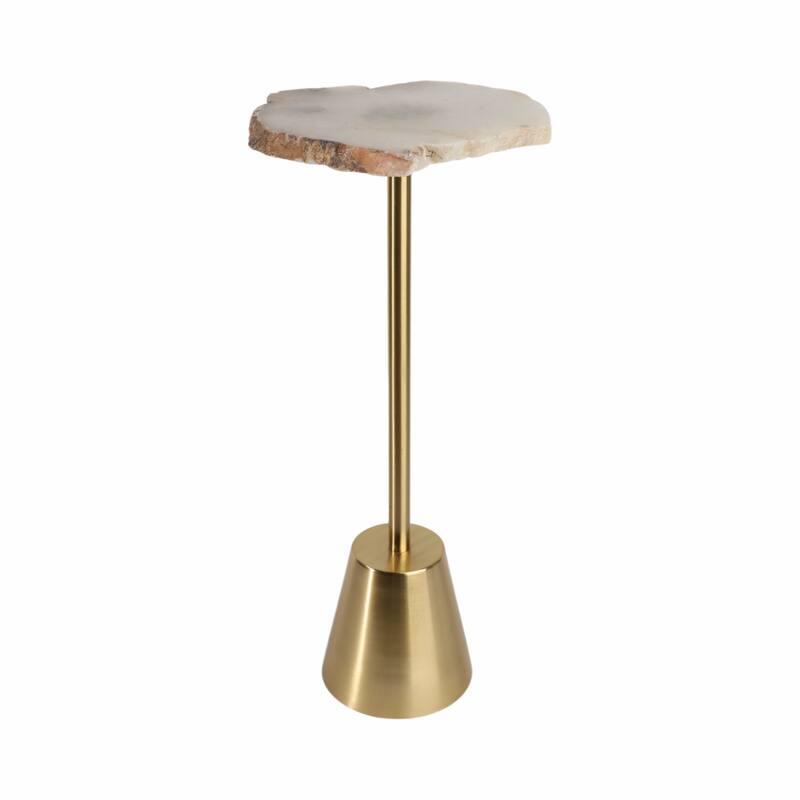 Freeform Agate Natural Edge Side Table with Metal Base