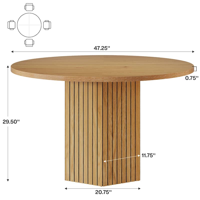 Oak Wood Round Dining Table, Kitchen Living Room Bistro Accent Table