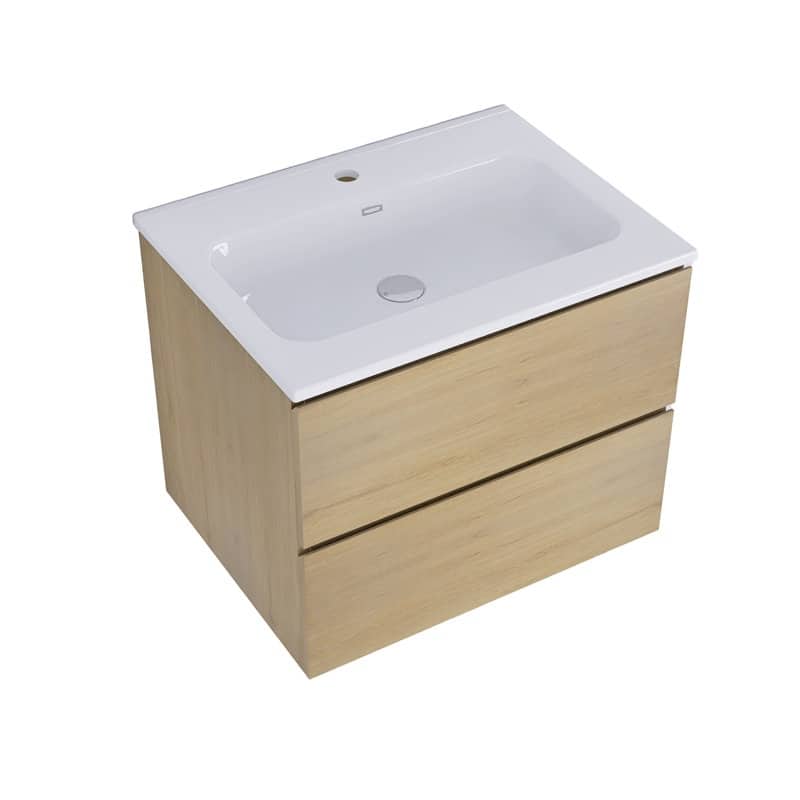 24 inches Wall-mounted Bathroom Vanity Set with White Ceramic Integrated Sink - 24" x 18"
