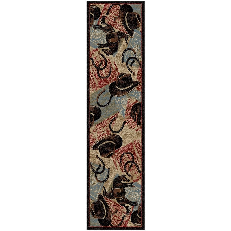 American Destination Lodge Western Cowboy Area Rug - 2'3"x7'7" - Multi
