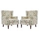 preview thumbnail 48 of 85, 2 Set Transitional Patterned Wingback Accent Chairs with NailHead
