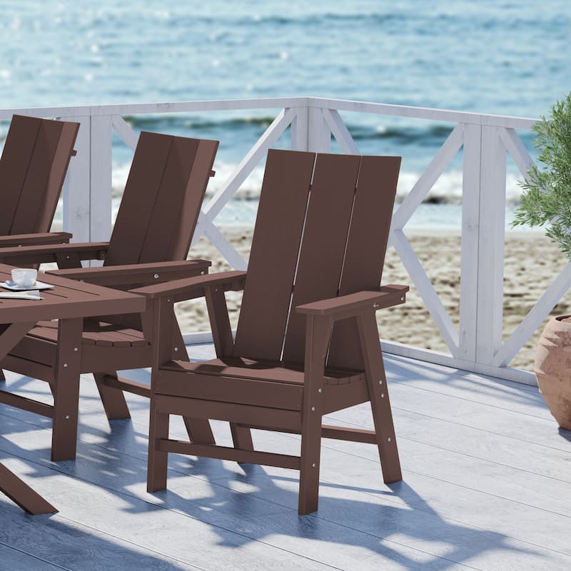 Shoreside Hdpe All Weather Outdoor Patio Adirondack Dining Chair (1PC)