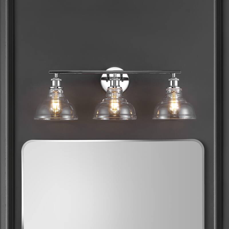SAFAVIEH Baiba 3-Light Bathroom Vanity Wall Sconce (LED Bulbs Included) - 27.3 In. W x 8.8 In. D x 9.8 In. H - 27Wx9Dx10H