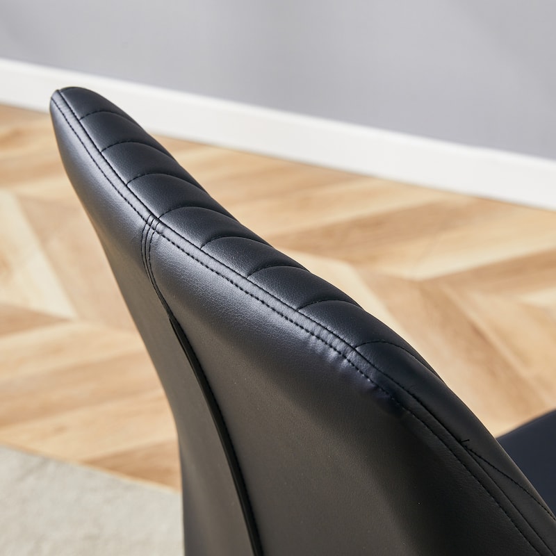 Leather Dining Chair Set of 4, Black kitchen Armless Side Chairs Visitor Chair with Thick Cushioned Seats for Dining room