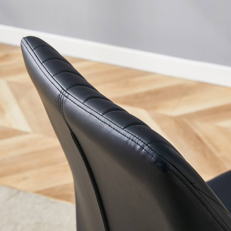 Luxury Simple Chair-Set Of 6 Dining Chair With Metal Leg.The Chair Back Has A Vertical Stripe Design