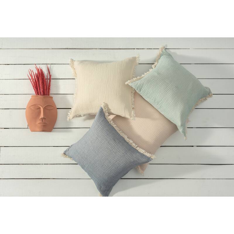 Sevita Solid Turkish Cotton Fringed Throw Pillow