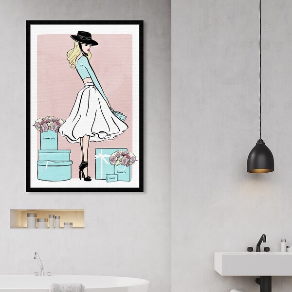 Oliver Gal 'Floral Shopper Blush' Fashion and Glam Framed Wall Art