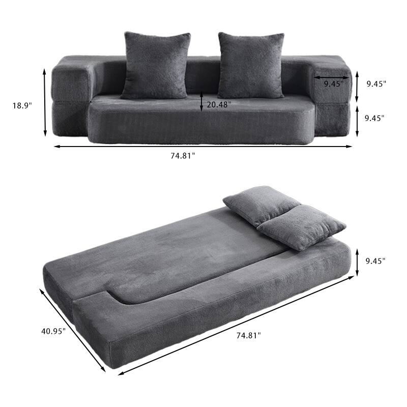 Sectional Sofa ,Foam Fold-Out Bed for Small Spaces & Home Offices